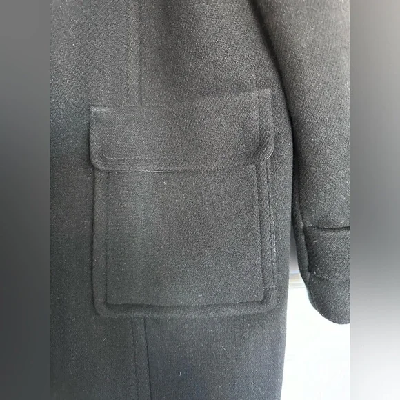 Banana Republic Black Wool Duffle Car-Coat Pea-Coat with Hood- EUC Worn 1x - Picture 7 of 17